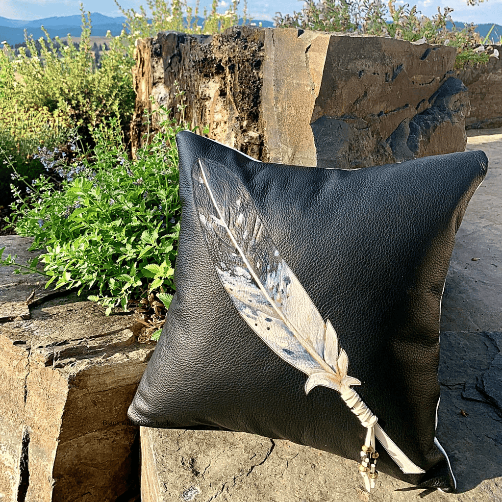 Almohada de cuero hecha a mano-Montana Arts & Home
